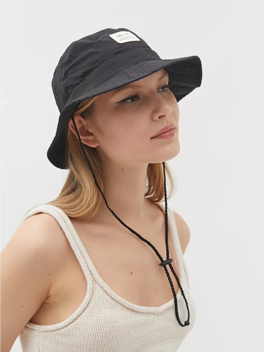 Urban Outfitters UO Drawstring Bucket Hat Black Unisex
